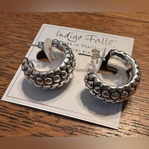 Indigo Falls Etched Silver Cuff Earrings